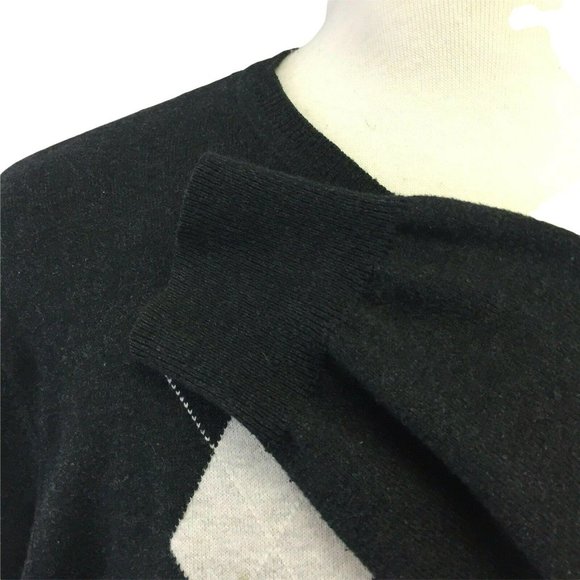 Chatham Road Argyle Sweater Mens L Gray V Neck Cotton Cashmere Blend Modern Fit - Picture 6 of 12